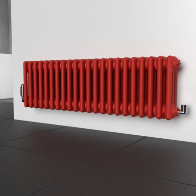 Lux Heat Poppy Red Horizontal 3 Column Traditional Radiator 300mm (H) x ...