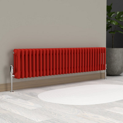 Lux Heat Poppy Red Horizontal 3 Column Traditional Radiator 300mm (H) x ...