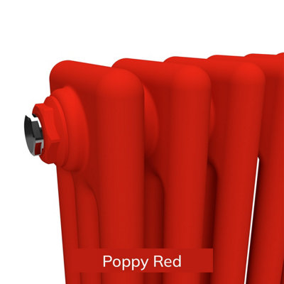 Lux Heat Poppy Red Horizontal 3 Column Traditional Radiator 500mm (H) x ...