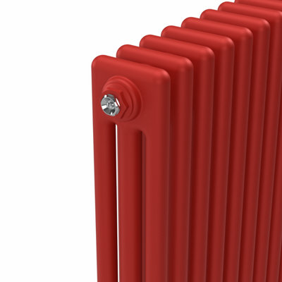 Lux Heat Poppy Red Horizontal 3 Column Traditional Radiator 500mm (H) x ...