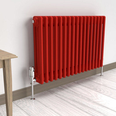Lux Heat Poppy Red Horizontal 3 Column Traditional Radiator 500mm (H) x ...