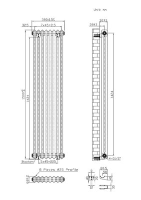 Lux Heat Pretty Plum Purple Vertical 2 Column Traditional Radiator ...