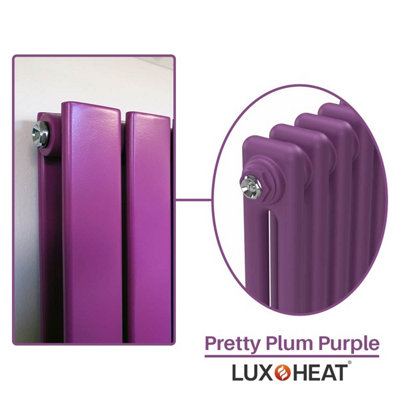 Lux Heat Pretty Plum Purple Vertical 2 Column Traditional Radiator ...