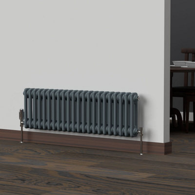 Lux Heat Slate Grey Horizontal 2 Column Traditional Radiator 300mm (H ...