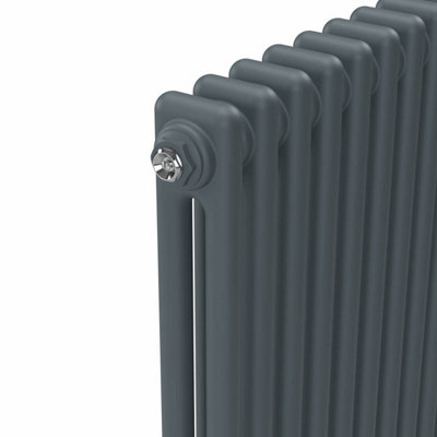 Lux Heat Slate Grey Horizontal 2 Column Traditional Radiator 300mm (H ...