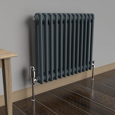 Lux Heat Slate Grey Horizontal 2 Column Traditional Radiator 500mm (H ...