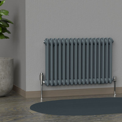 Lux Heat Slate Grey Horizontal 2 Column Traditional Radiator 500mm (H ...