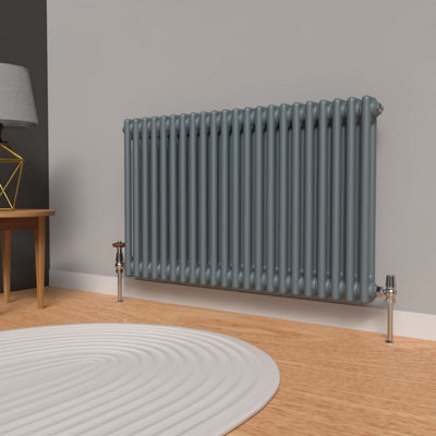 Lux Heat Slate Grey Horizontal 2 Column Traditional Radiator 600mm (H ...