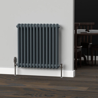 Lux Heat Slate Grey Horizontal 2 Column Traditional Radiator 600mm (H ...