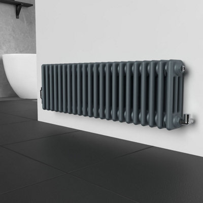 Lux Heat Slate Grey Horizontal 3 Column Traditional Radiator 300mm (H ...