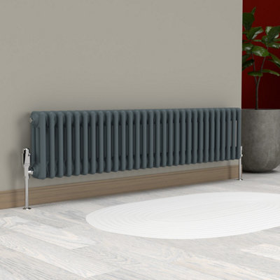 Lux Heat Slate Grey Horizontal 3 Column Traditional Radiator 300mm (H ...