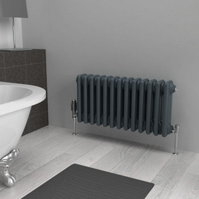 Lux Heat Slate Grey Horizontal 3 Column Traditional Radiator 300mm (H ...