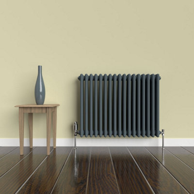 Lux Heat Slate Grey Horizontal 3 Column Traditional Radiator 600mm (H ...