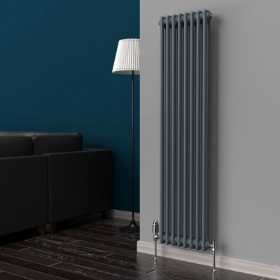 Lux Heat Slate Grey Vertical 2 Column Traditional Radiator 1500mm (H) x ...