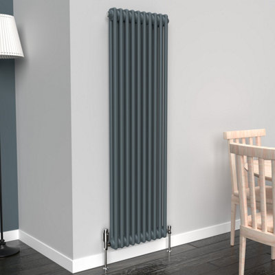 Lux Heat Slate Grey Vertical 2 Column Traditional Radiator 1500mm (H) x ...