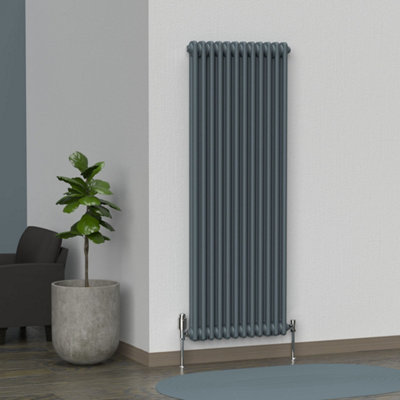 Lux Heat Slate Grey Vertical 2 Column Traditional Radiator 1500mm (H) x ...