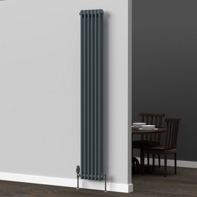 Lux Heat Slate Grey Vertical 2 Column Traditional Radiator 1800mm (H) x ...