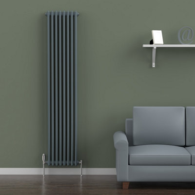 Lux Heat Slate Grey Vertical 2 Column Traditional Radiator 1800mm (H) x ...