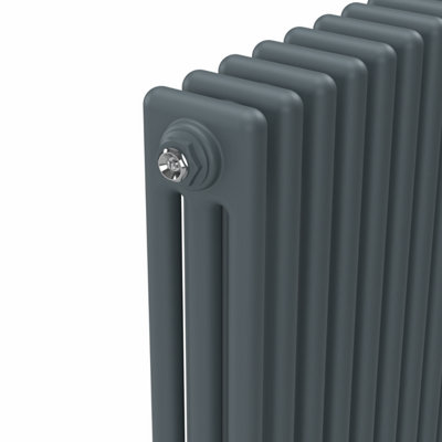 Lux Heat Slate Grey Vertical 3 Column Traditional Radiator 1500mm (H) x ...