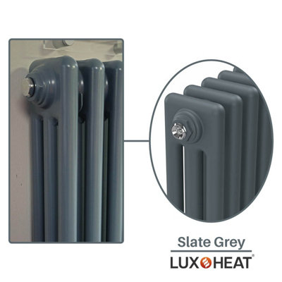 Lux Heat Slate Grey Vertical 3 Column Traditional Radiator 1500mm (H) x ...