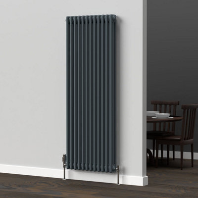 Lux Heat Slate Grey Vertical 3 Column Traditional Radiator 1500mm (H) x ...