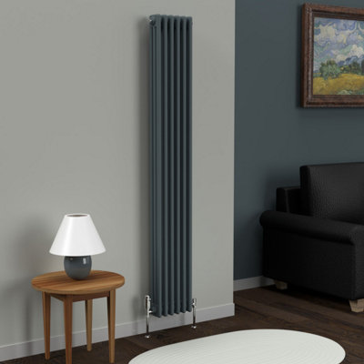 Lux Heat Slate Grey Vertical 3 Column Traditional Radiator 1800mm (H) x ...