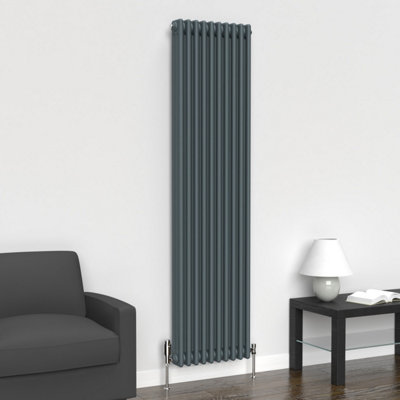 Lux Heat Slate Grey Vertical 3 Column Traditional Radiator 1800mm (H) x ...