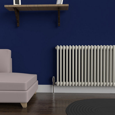 Lux Heat Stone White Horizontal 2 Column Traditional Radiator 600mm (H ...