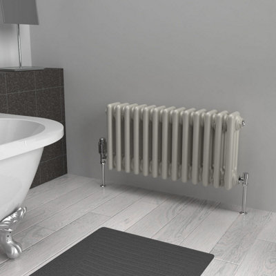 Lux Heat Stone White Horizontal 3 Column Traditional Radiator 300mm (H ...
