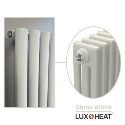 Lux Heat Stone White Horizontal 3 Column Traditional Radiator 300mm (H ...