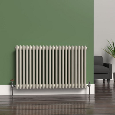 Lux Heat Stone White Horizontal 3 Column Traditional Radiator 600mm (H ...