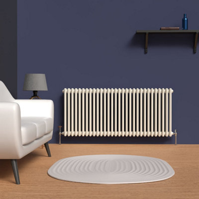 Lux Heat Stone White Horizontal 3 Column Traditional Radiator 600mm (H ...