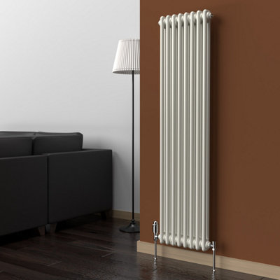 Lux Heat Stone White Vertical 2 Column Traditional Radiator 1500mm (H ...