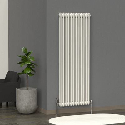 Lux Heat Stone White Vertical 2 Column Traditional Radiator 1500mm (H ...