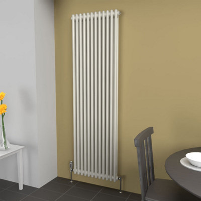 Lux Heat Stone White Vertical 2 Column Traditional Radiator 1800mm (H ...
