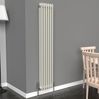 Lux Heat Stone White Vertical 3 Column Traditional Radiator 1500mm (H ...
