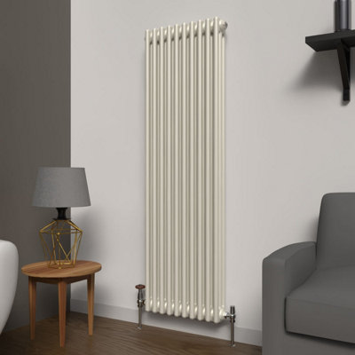 Lux Heat Stone White Vertical 3 Column Traditional Radiator 1500mm (H ...