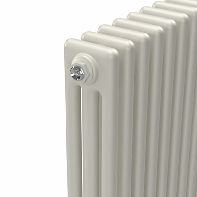 Lux Heat Stone White Vertical 3 Column Traditional Radiator 1500mm (H ...