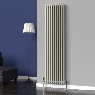 Lux Heat Stone White Vertical 3 Column Traditional Radiator 1800mm (H ...