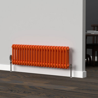 Lux Heat Sunburst Orange Horizontal 2 Column Traditional Radiator 300mm ...