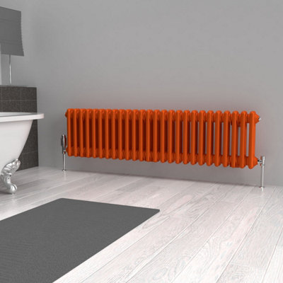 Lux Heat Sunburst Orange Horizontal 2 Column Traditional Radiator 300mm ...