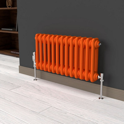 Lux Heat Sunburst Orange Horizontal 2 Column Traditional Radiator 300mm ...