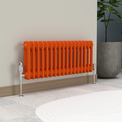 Lux Heat Sunburst Orange Horizontal 2 Column Traditional Radiator 300mm ...