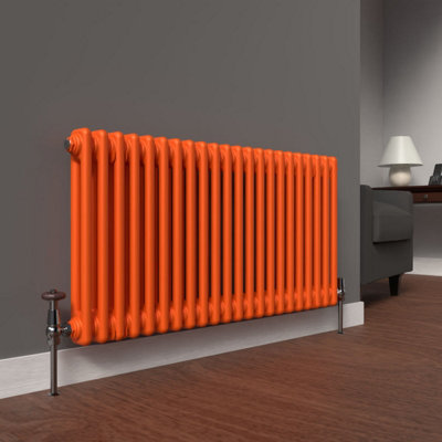 Lux Heat Sunburst Orange Horizontal 2 Column Traditional Radiator 500mm ...