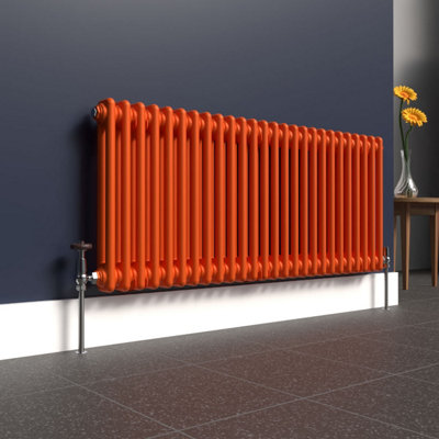 Lux Heat Sunburst Orange Horizontal 2 Column Traditional Radiator 500mm ...