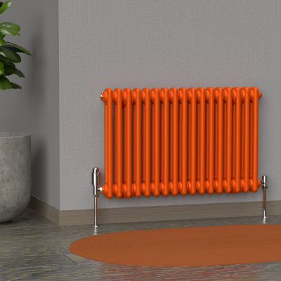Lux Heat Sunburst Orange Horizontal 2 Column Traditional Radiator 500mm ...