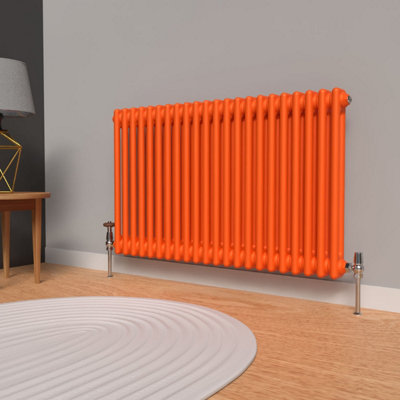 Lux Heat Sunburst Orange Horizontal 2 Column Traditional Radiator 600mm ...
