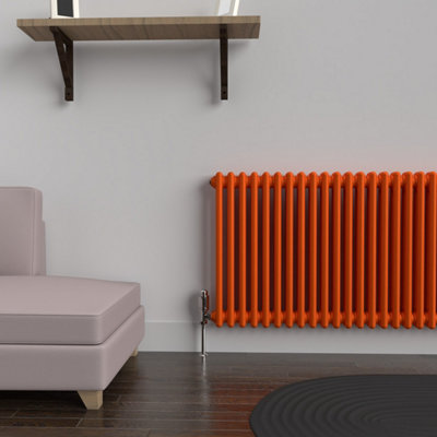 Lux Heat Sunburst Orange Horizontal 2 Column Traditional Radiator 600mm ...
