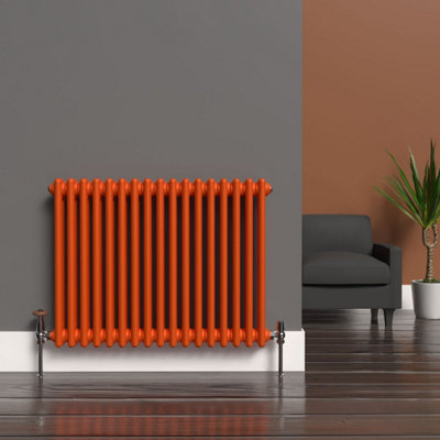 Lux Heat Sunburst Orange Horizontal 2 Column Traditional Radiator 600mm ...