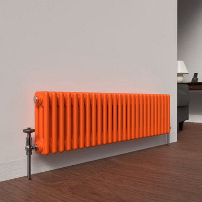 Lux Heat Sunburst Orange Horizontal 3 Column Traditional Radiator 300mm ...